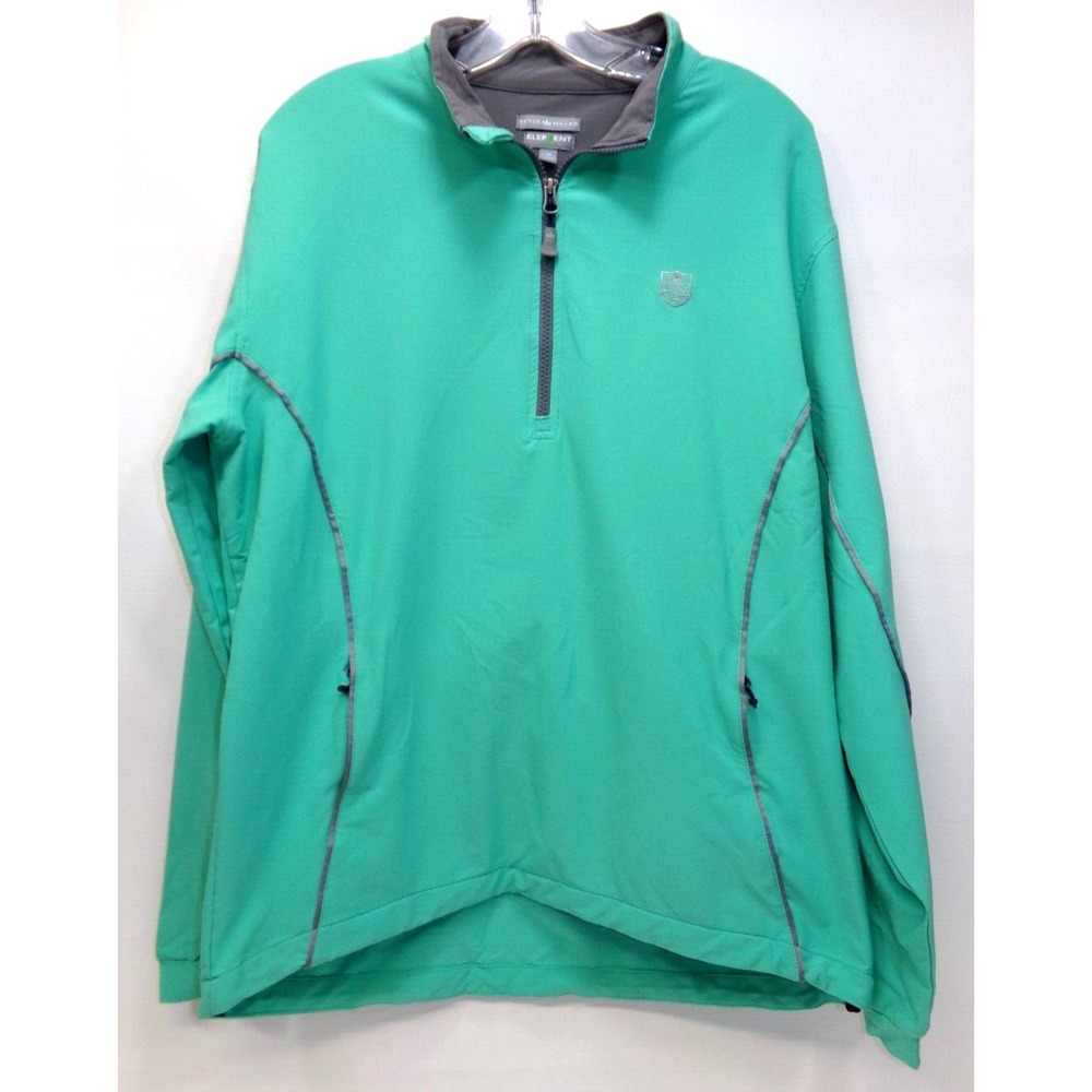 Peter Millar Mens Element 4‎ Wind Quarter Zip Pullover Jacket Green Size M Logo